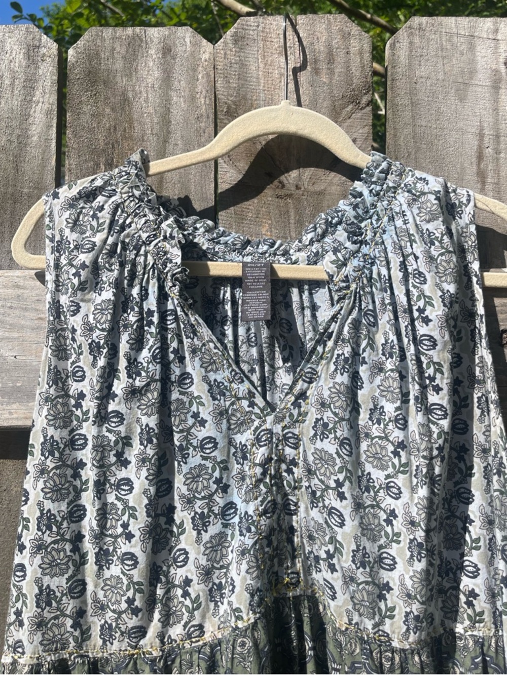 Chelsea & Theodore Olive and White Tiered Floral Midi Dress - Picture 2 of 12